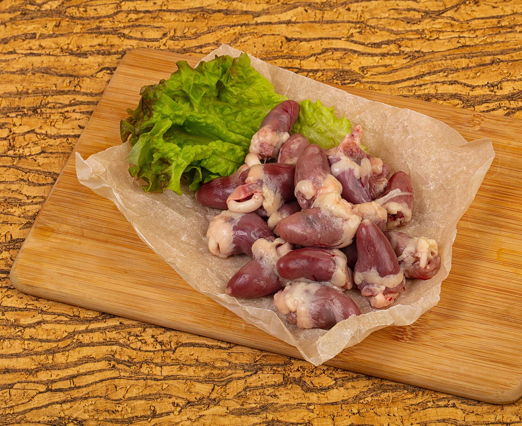fresh halal chicken hearts ready for cooking